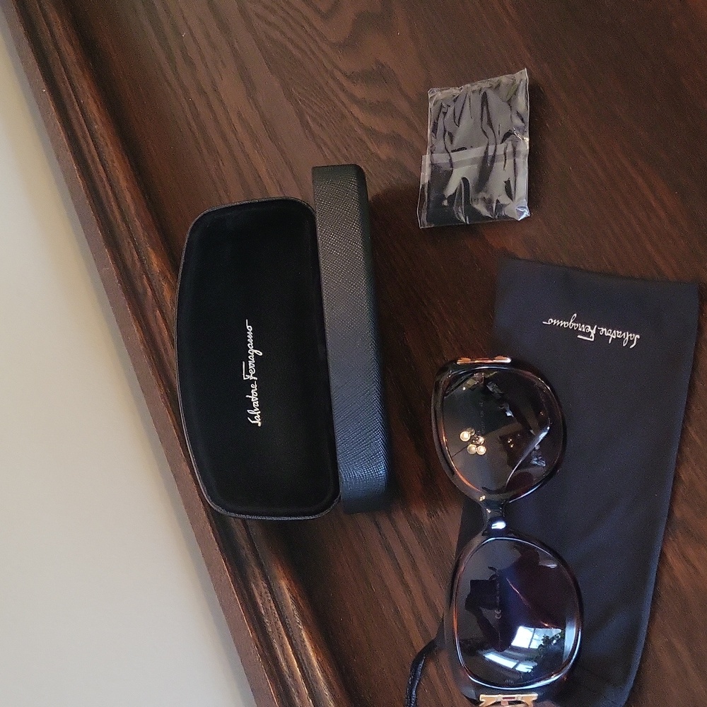 Salvatore Ferragamo Brown Sunglasses with Gold Accents
